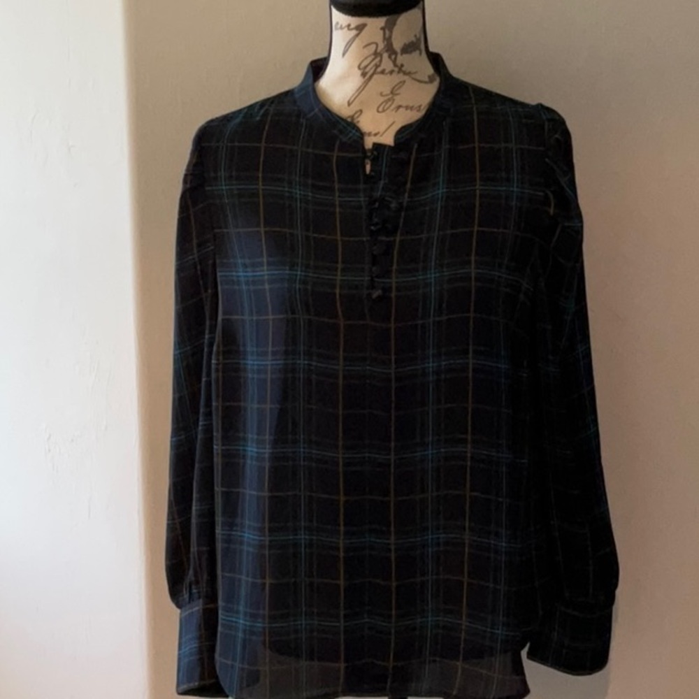 Ann Taylor Blue Plaid Top